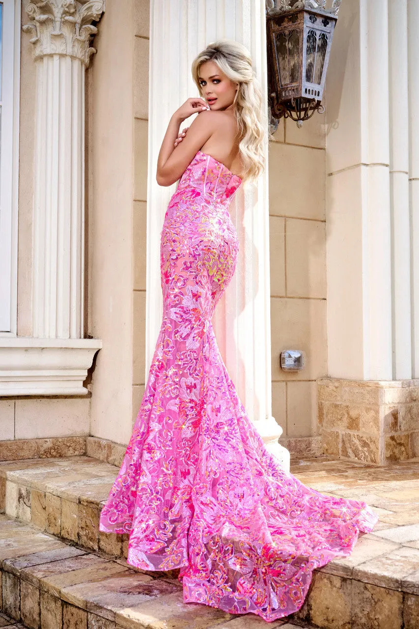 Portia & Scarlett - PS24347 - Floral Applique Strapless Prom Gown