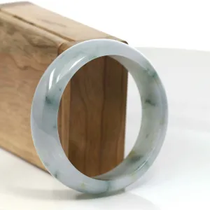 "Classic Princess Half Round" Blue- Green Jadeite Jade Bangle (58.32 mm) #T093