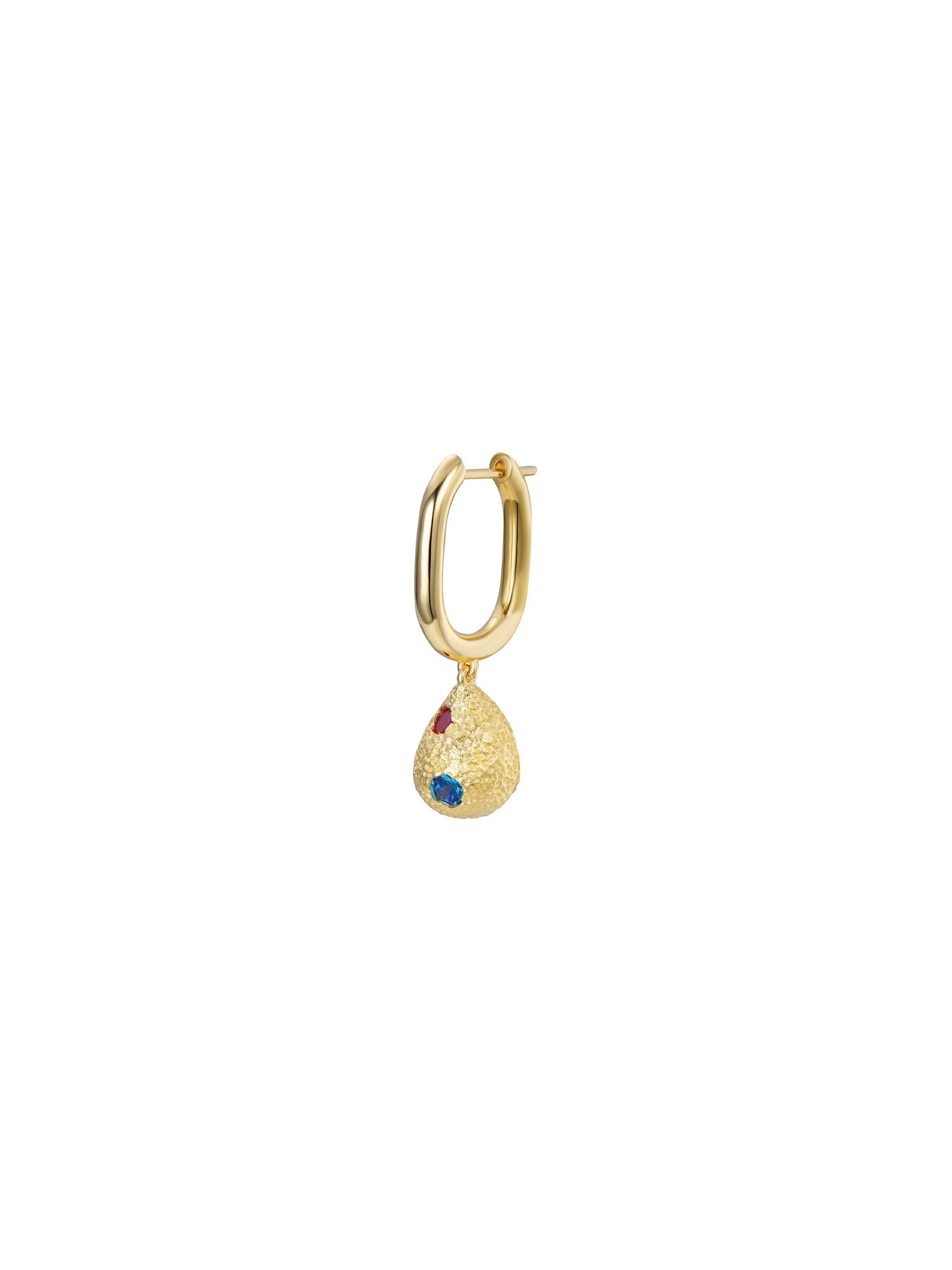 Raindrop Earring - Double Stones (Textured) (Single)