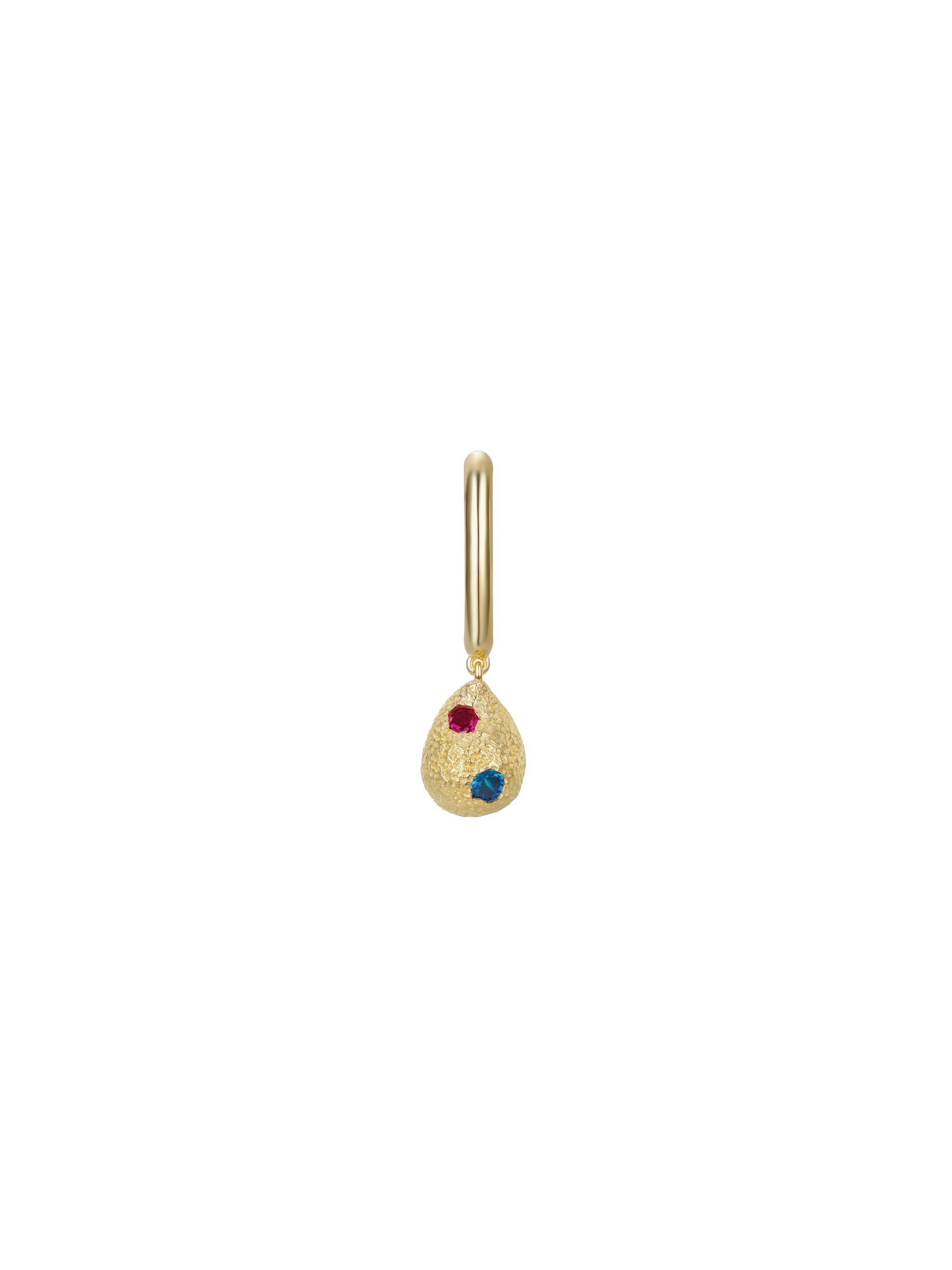 Raindrop Earring - Double Stones (Textured) (Single)