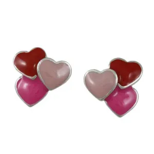 Red, Light Pink, and Hot Pink Hearts Pierced Earring - EQ303