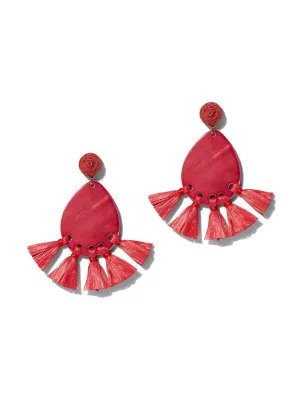 Red Tassel Teardrop Earring