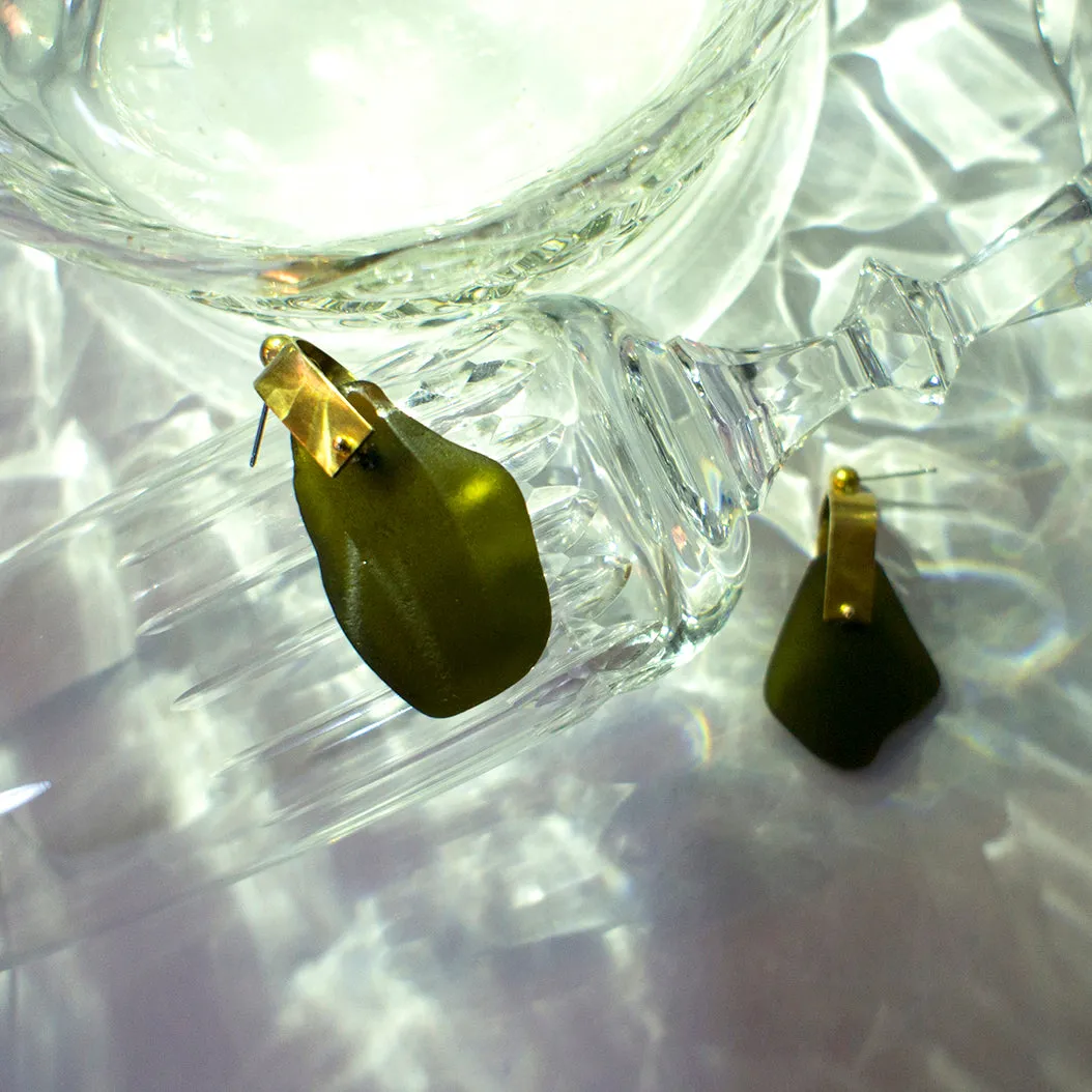 REFRACTION EARRINGS [ BOTTLE GREEN, LARGE  ]