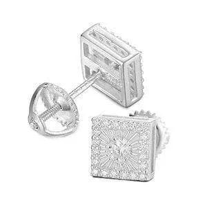Round Diamond Square Stud Earrings