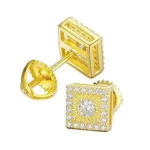 Round Diamond Square Stud Earrings