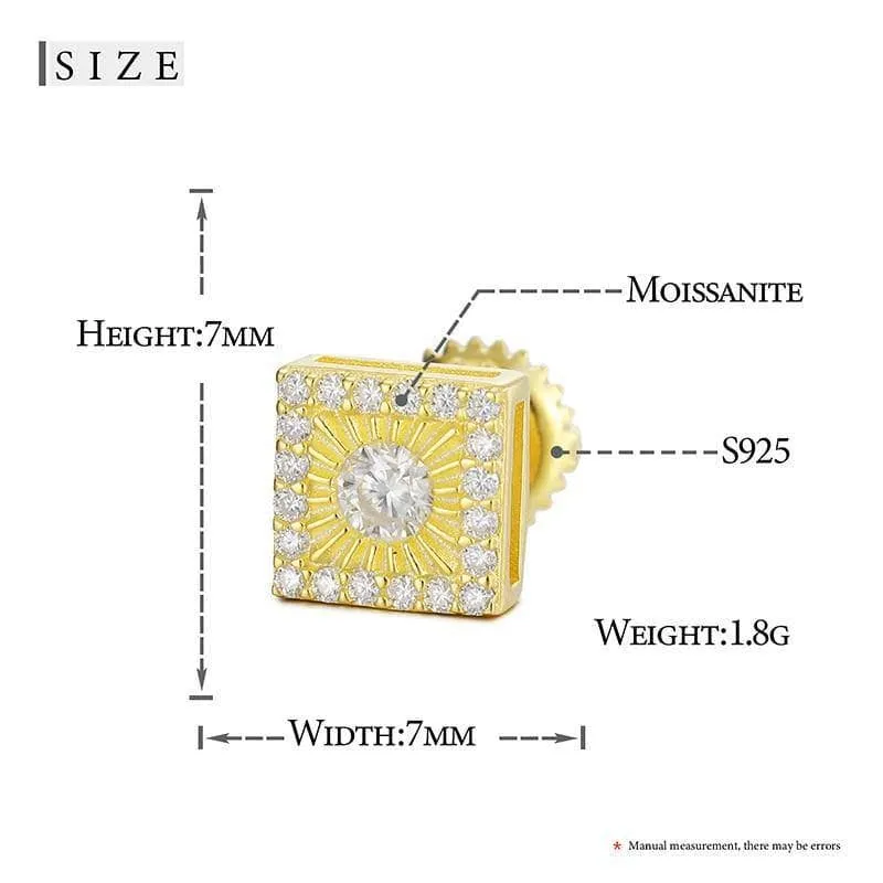 Round Diamond Square Stud Earrings