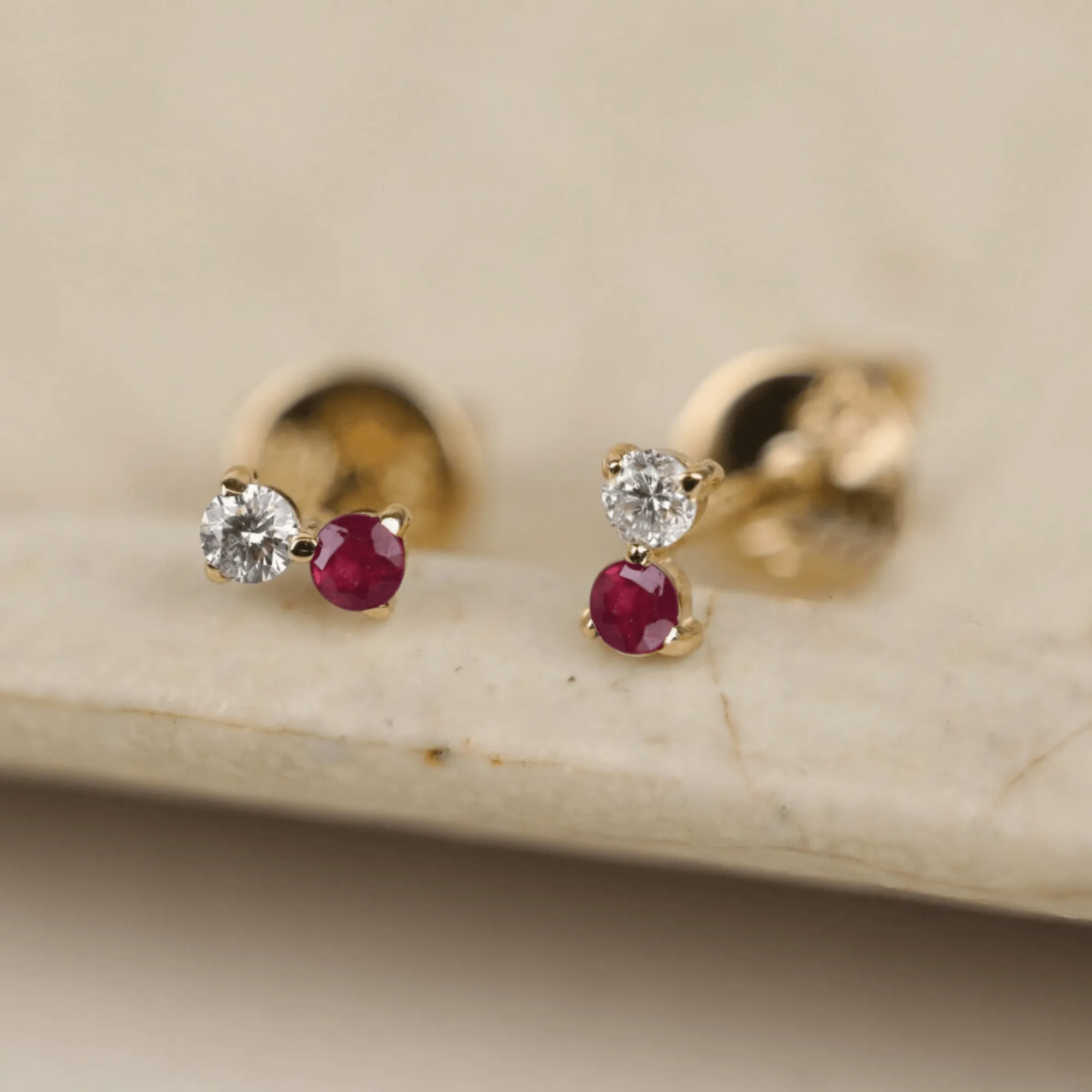 Ruby & Diamond Stud Earrings, Trisha