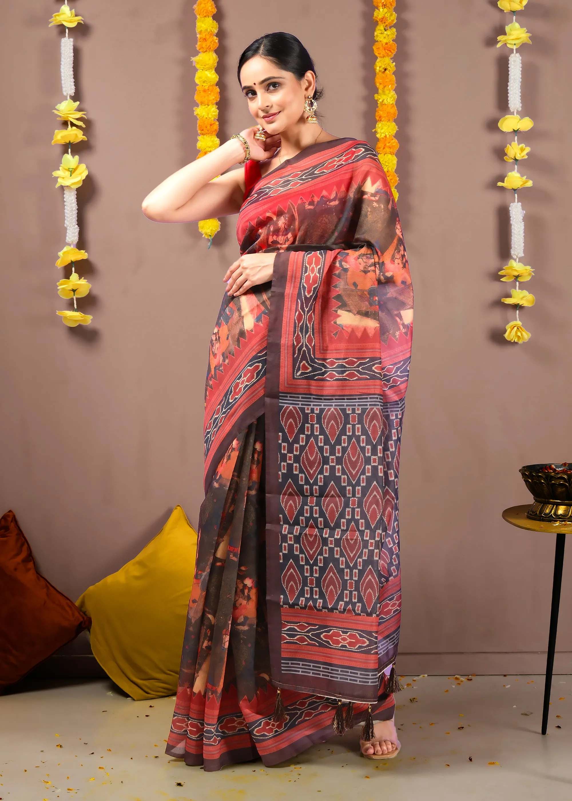 Rustic Elegance Handwoven Ikat Saree
