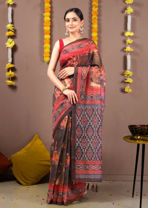 Rustic Elegance Handwoven Ikat Saree