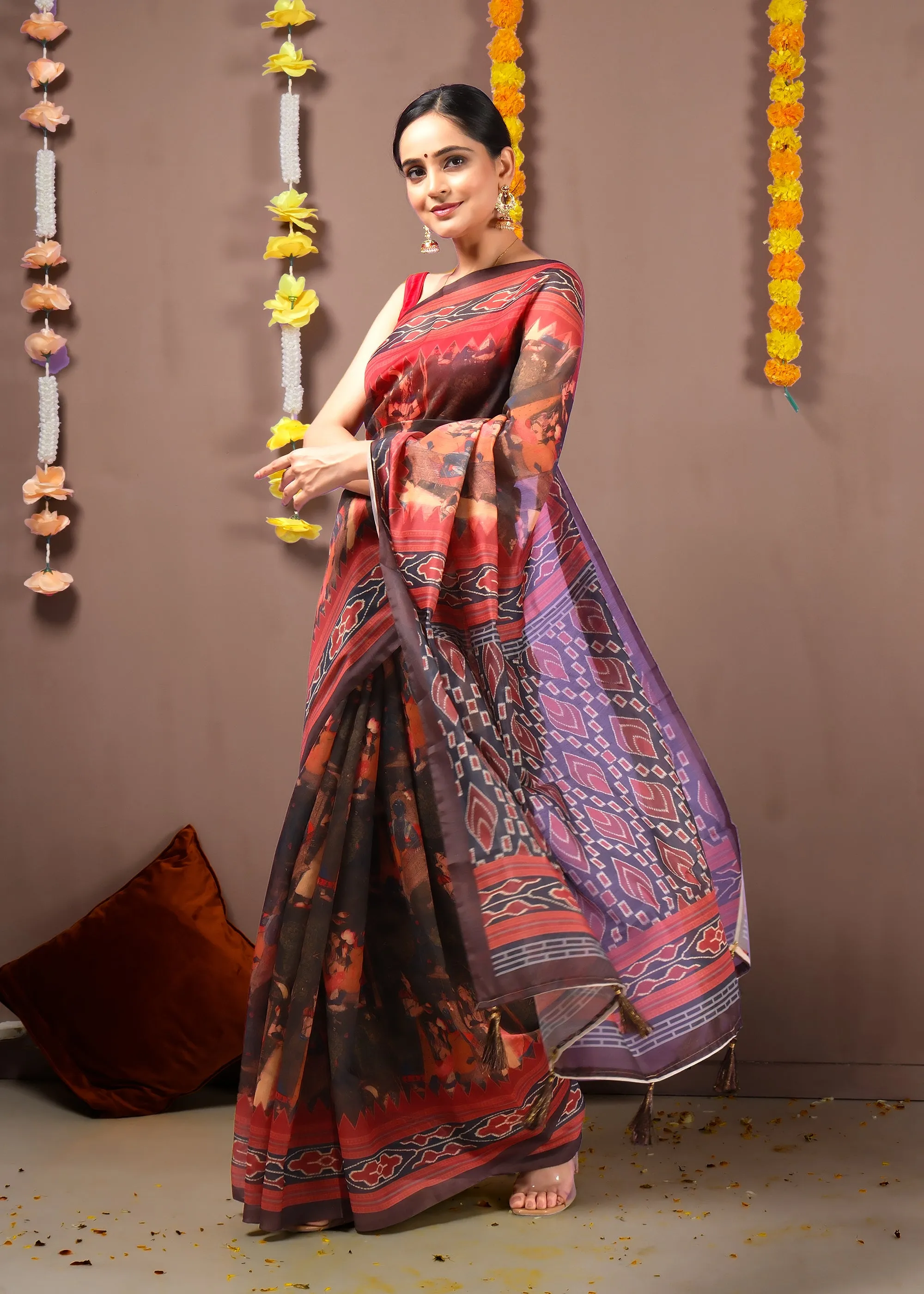 Rustic Elegance Handwoven Ikat Saree