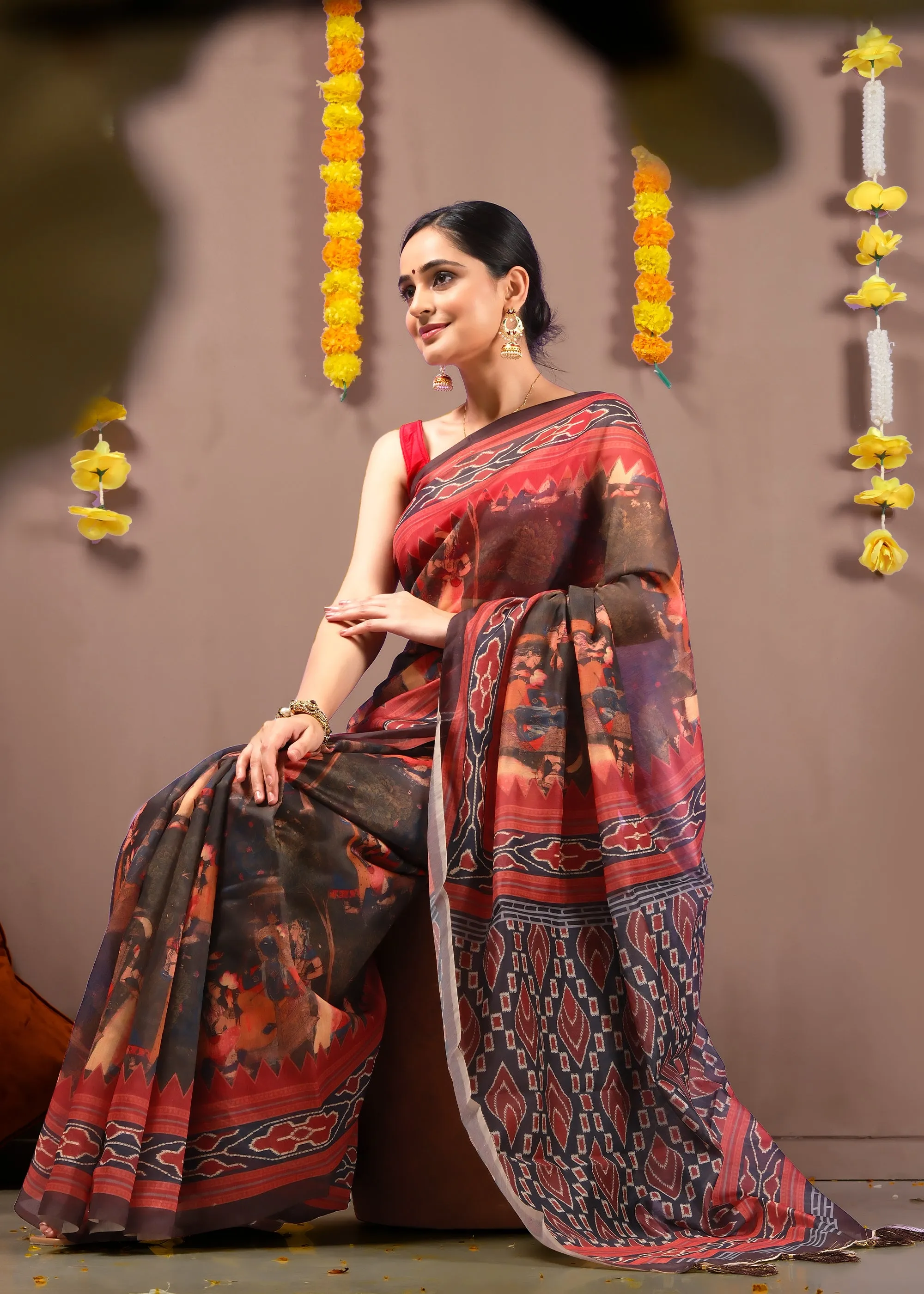 Rustic Elegance Handwoven Ikat Saree