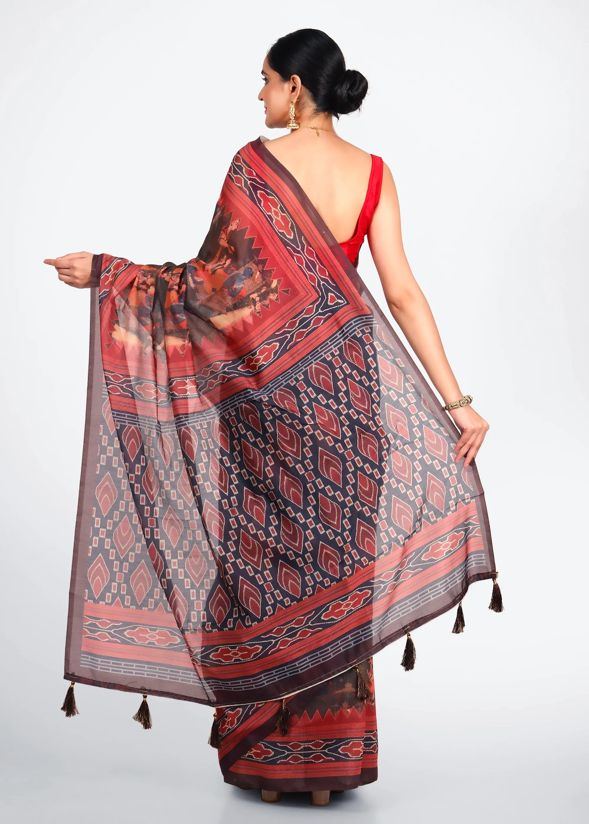 Rustic Elegance Handwoven Ikat Saree