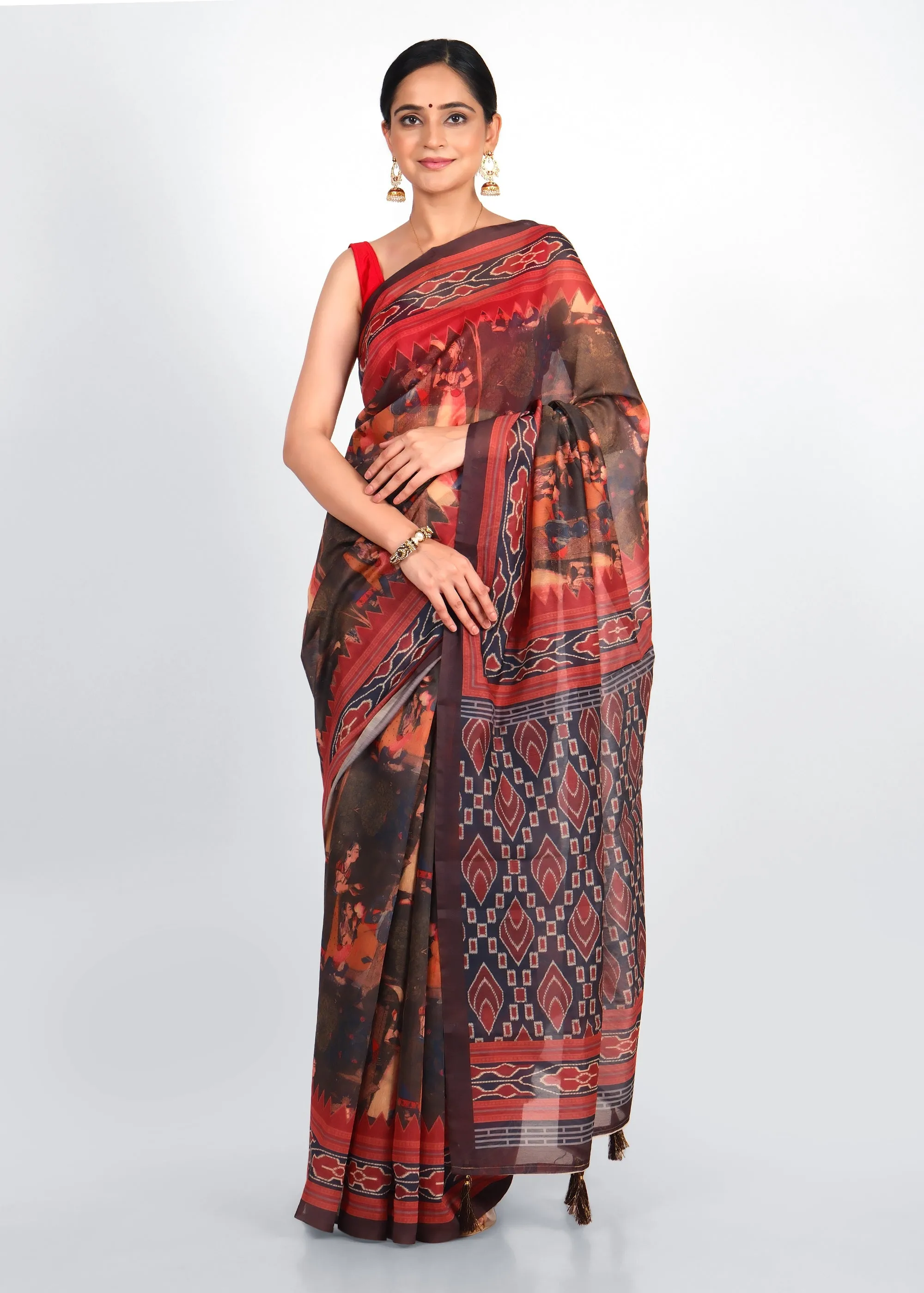 Rustic Elegance Handwoven Ikat Saree
