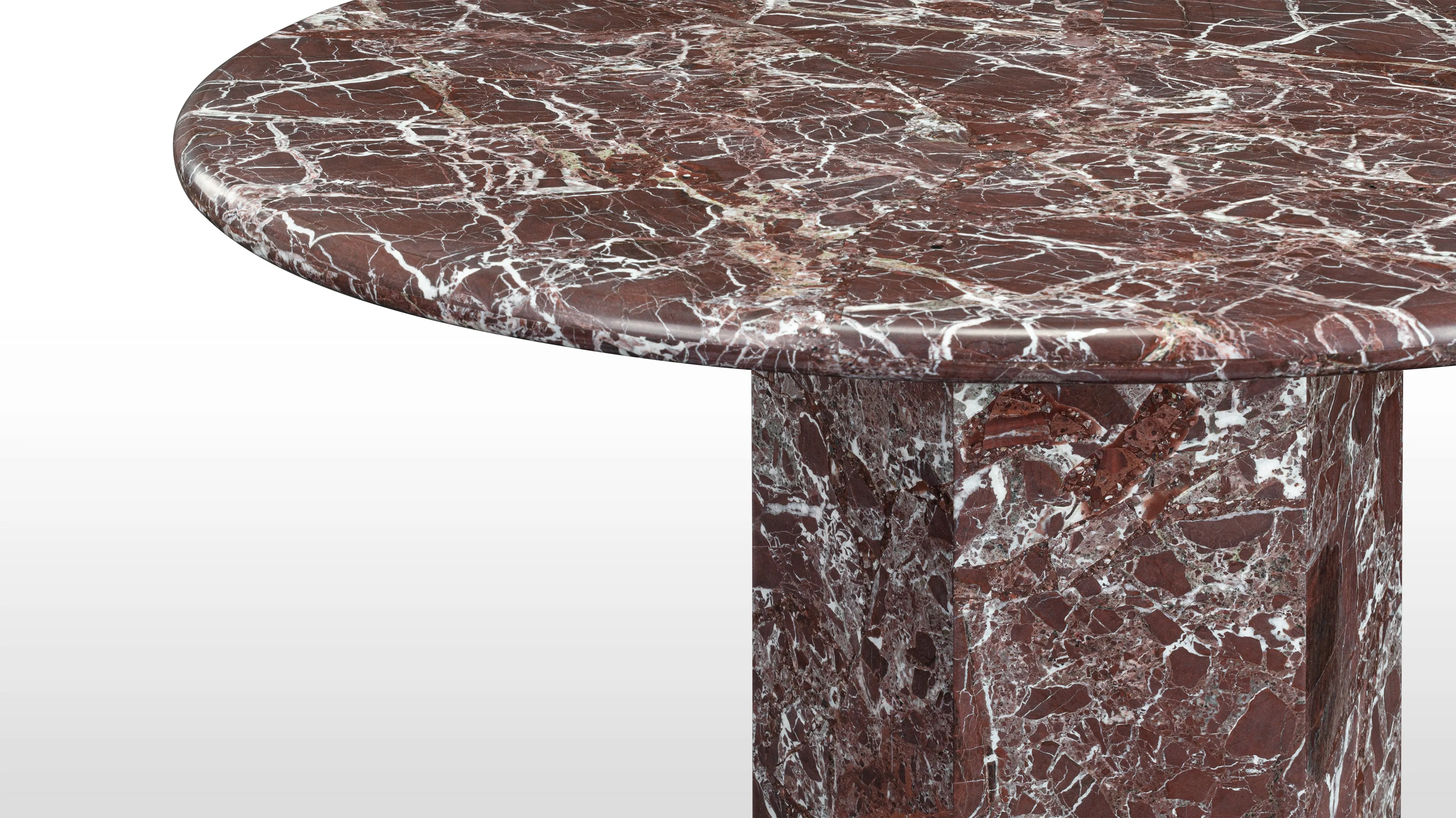 Saga - Saga Round Pedestal Dining Table, Rosso Levanto Marble, 47in