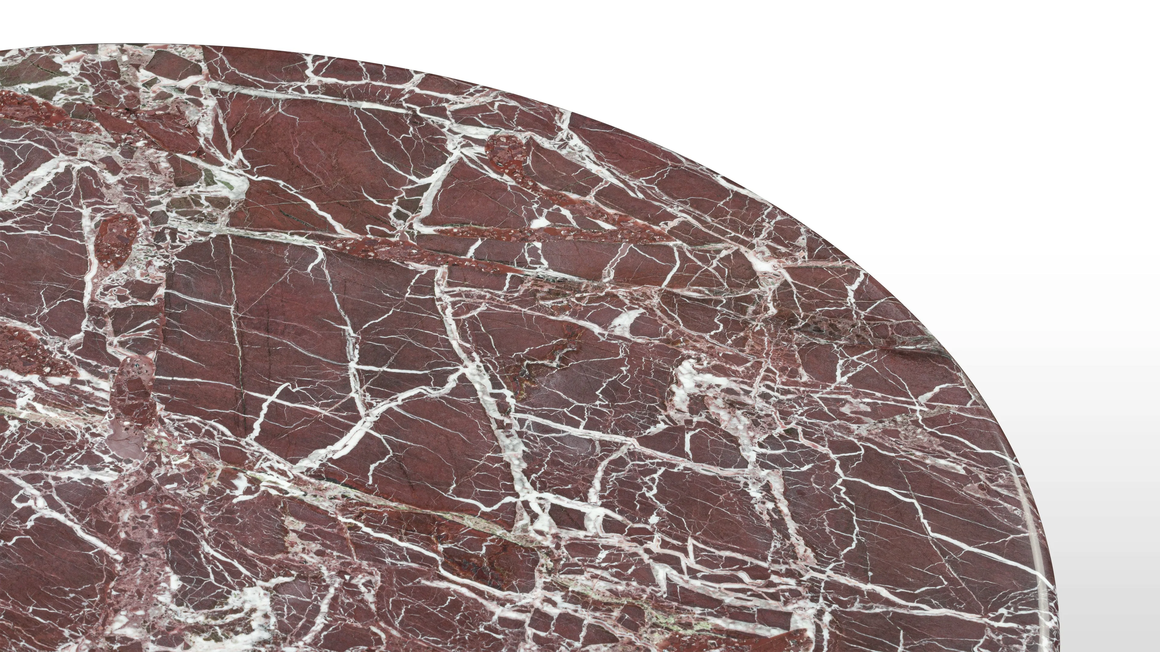 Saga - Saga Round Pedestal Dining Table, Rosso Levanto Marble, 47in