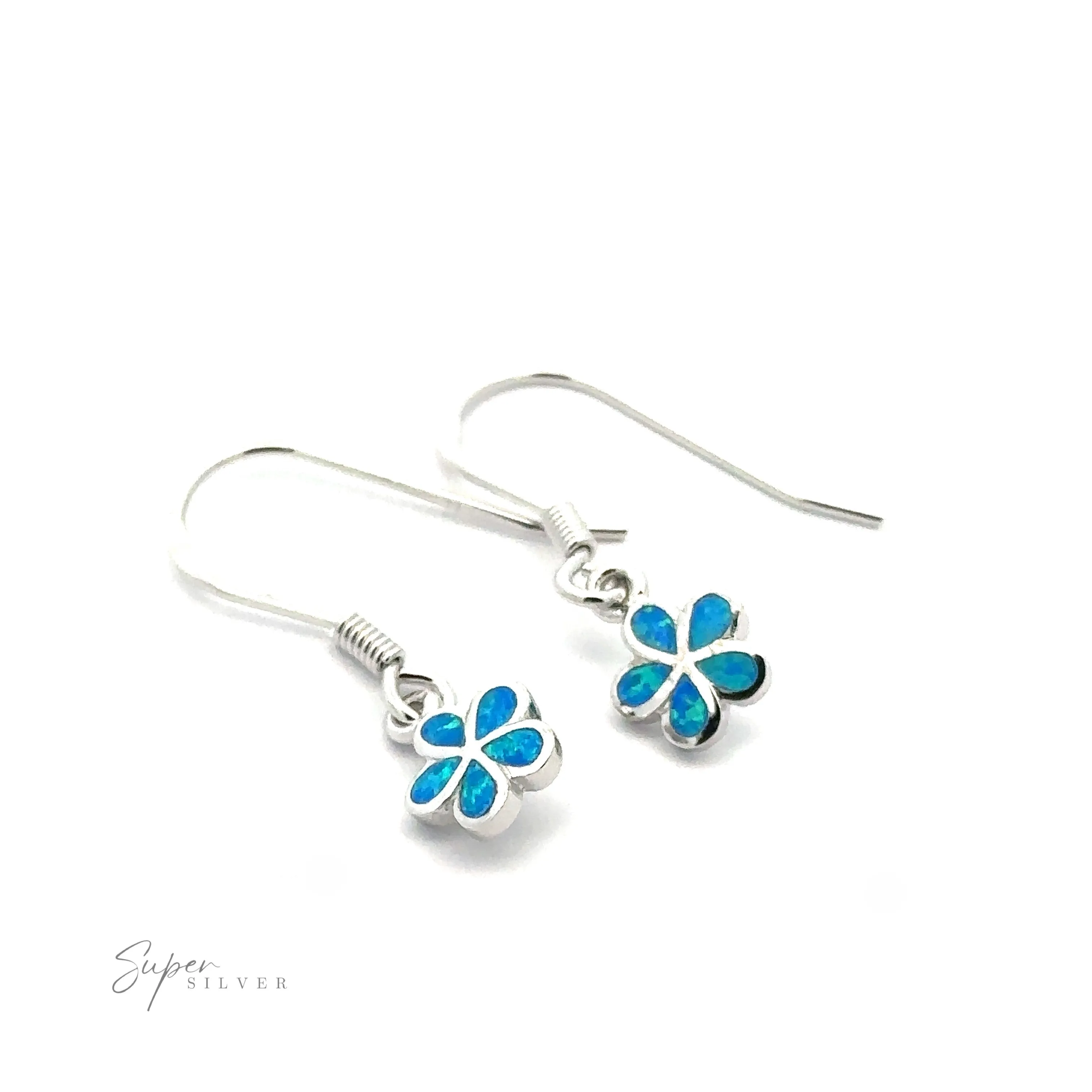 Small Plumeria Flower Lab-Created Opal Earrings
