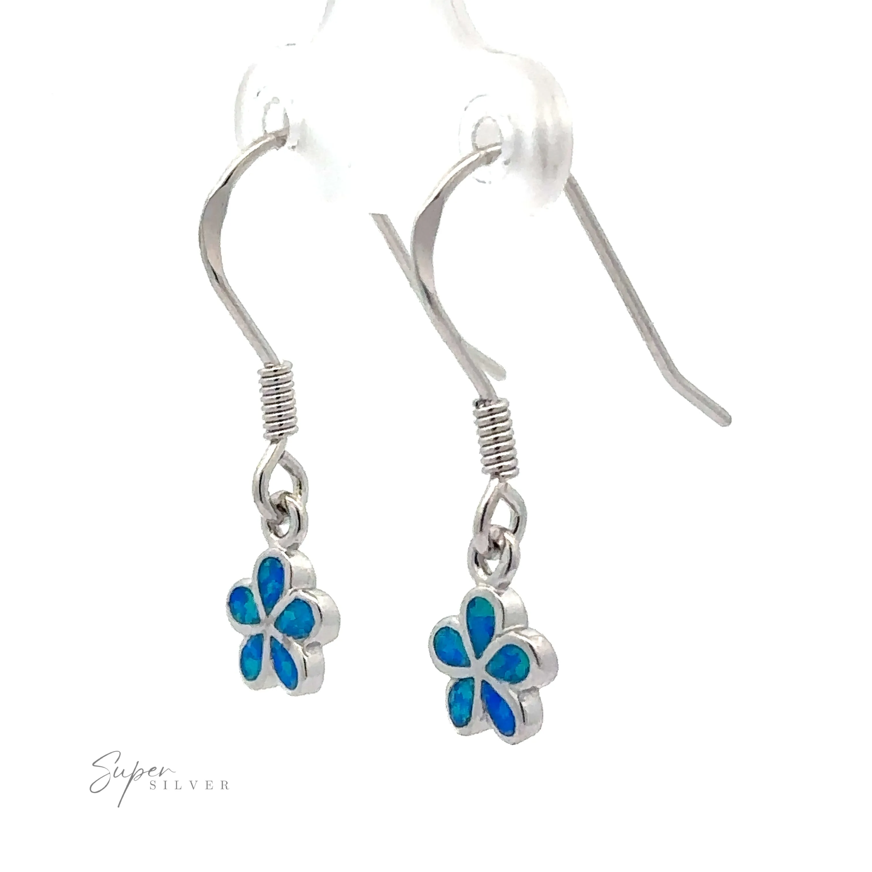 Small Plumeria Flower Lab-Created Opal Earrings