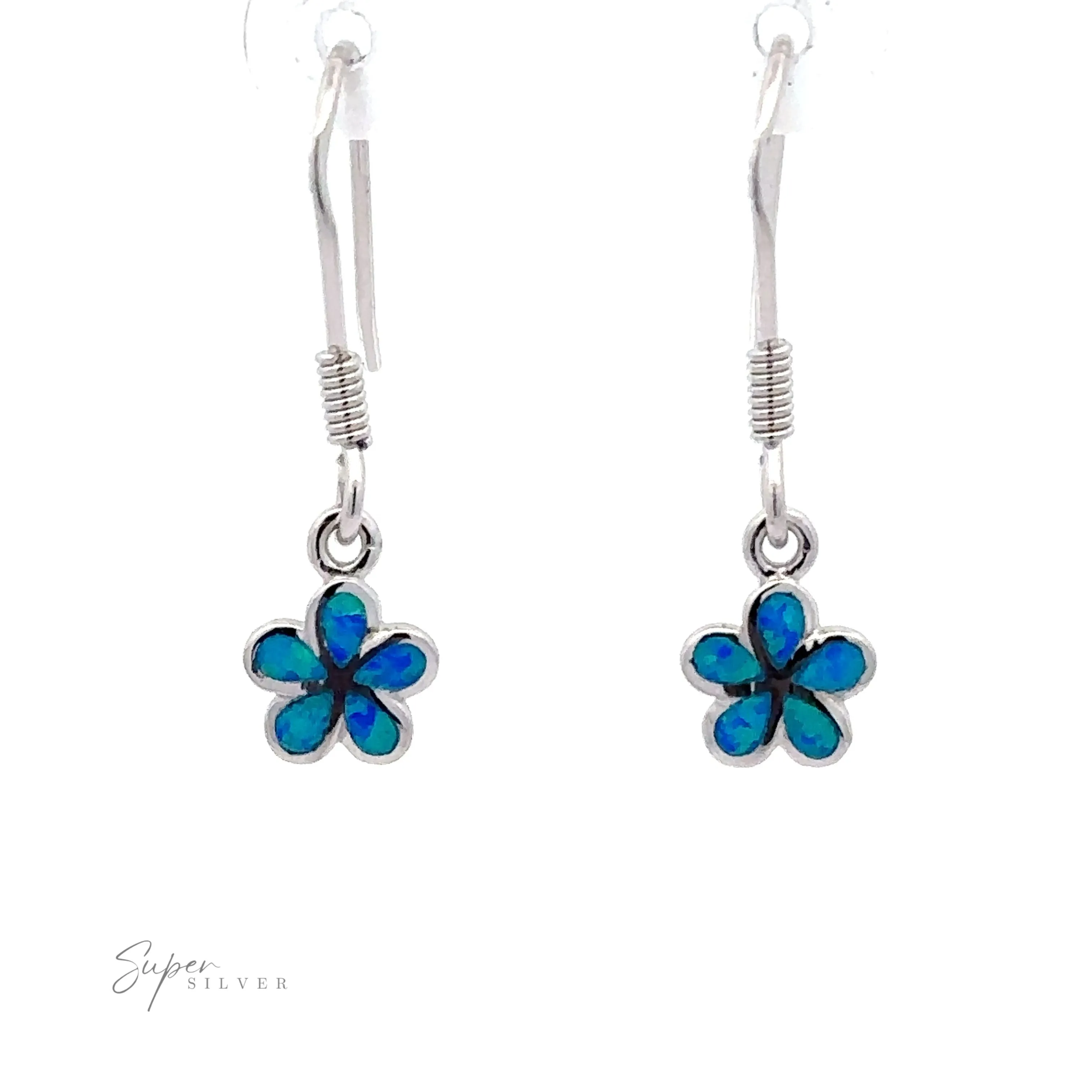 Small Plumeria Flower Lab-Created Opal Earrings