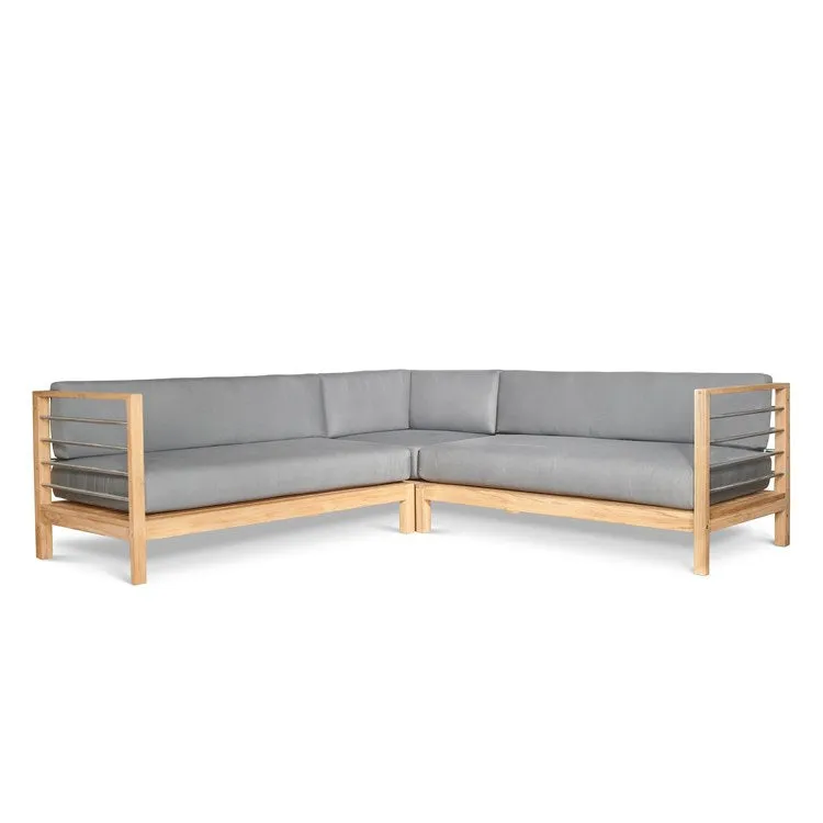 SoHo Teak Outdoor Sectional Corner with Sunbrella Charcoal Cushion