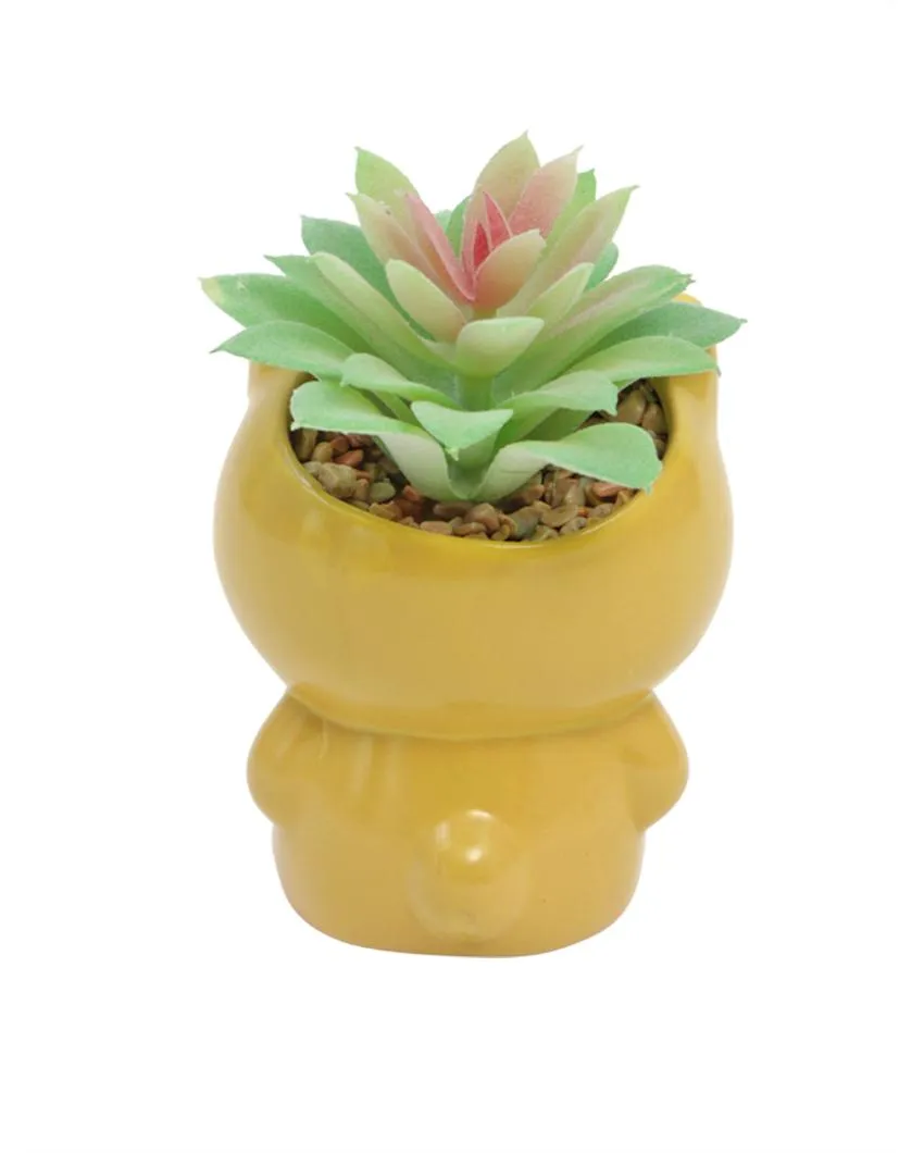 Soothing Tranquility Succulents Artificial Plant with Ceramic Pot | 7 inches