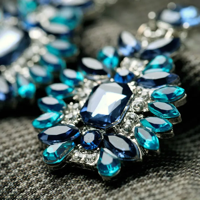 Statement Trendy Jewelry Elegant Shiny Resin Stone Blue Plant Stud Earrings