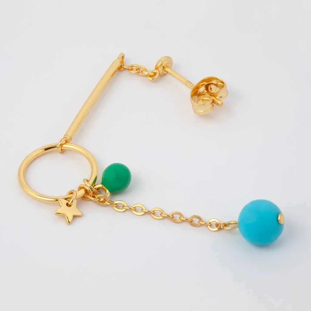 Topping Long Loop earring 1 pcs - Gold plated