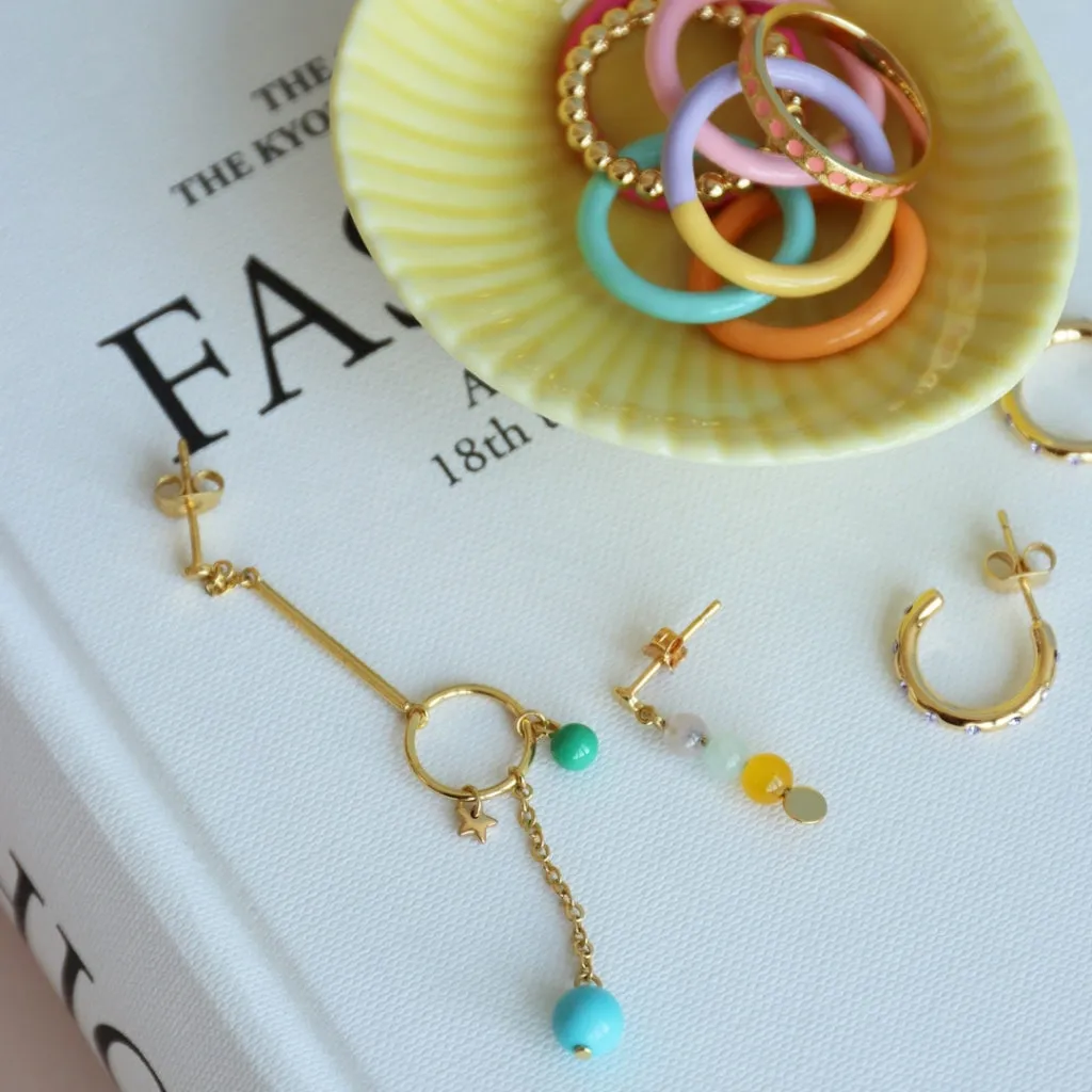 Topping Long Loop earring 1 pcs - Gold plated