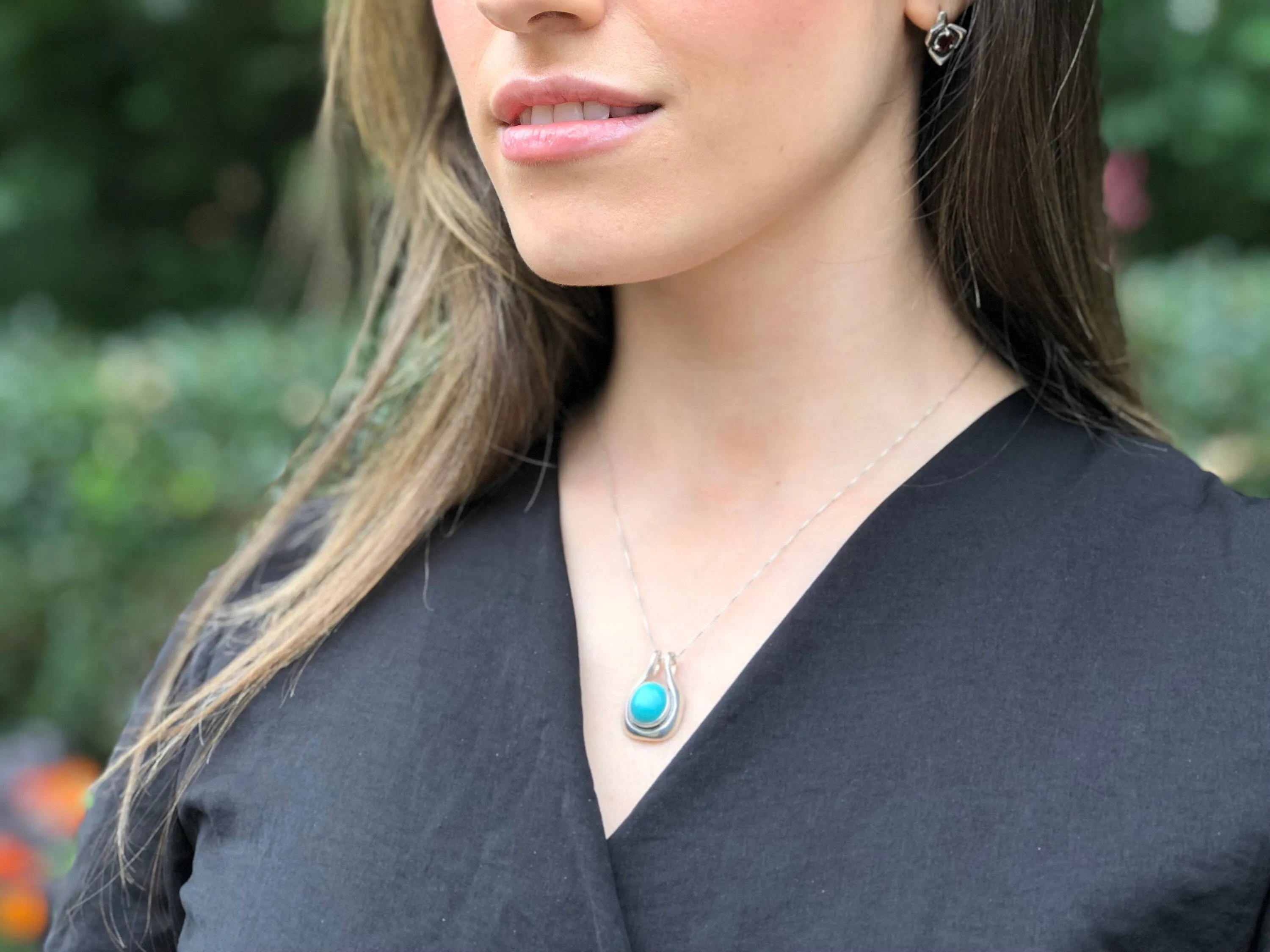 Turquoise Statement Necklace - Chunky Turquoise Pendant - Natural Turquoise Necklace