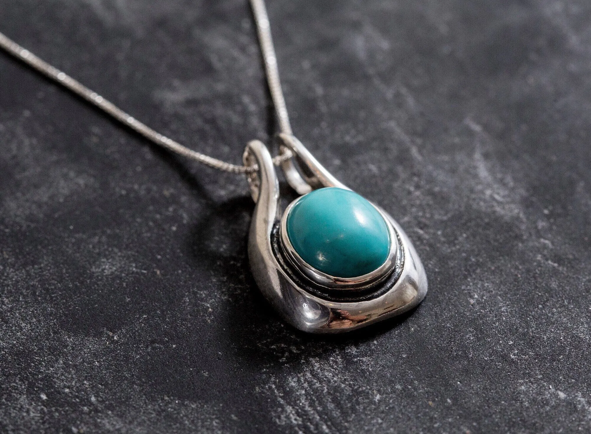 Turquoise Statement Necklace - Chunky Turquoise Pendant - Natural Turquoise Necklace