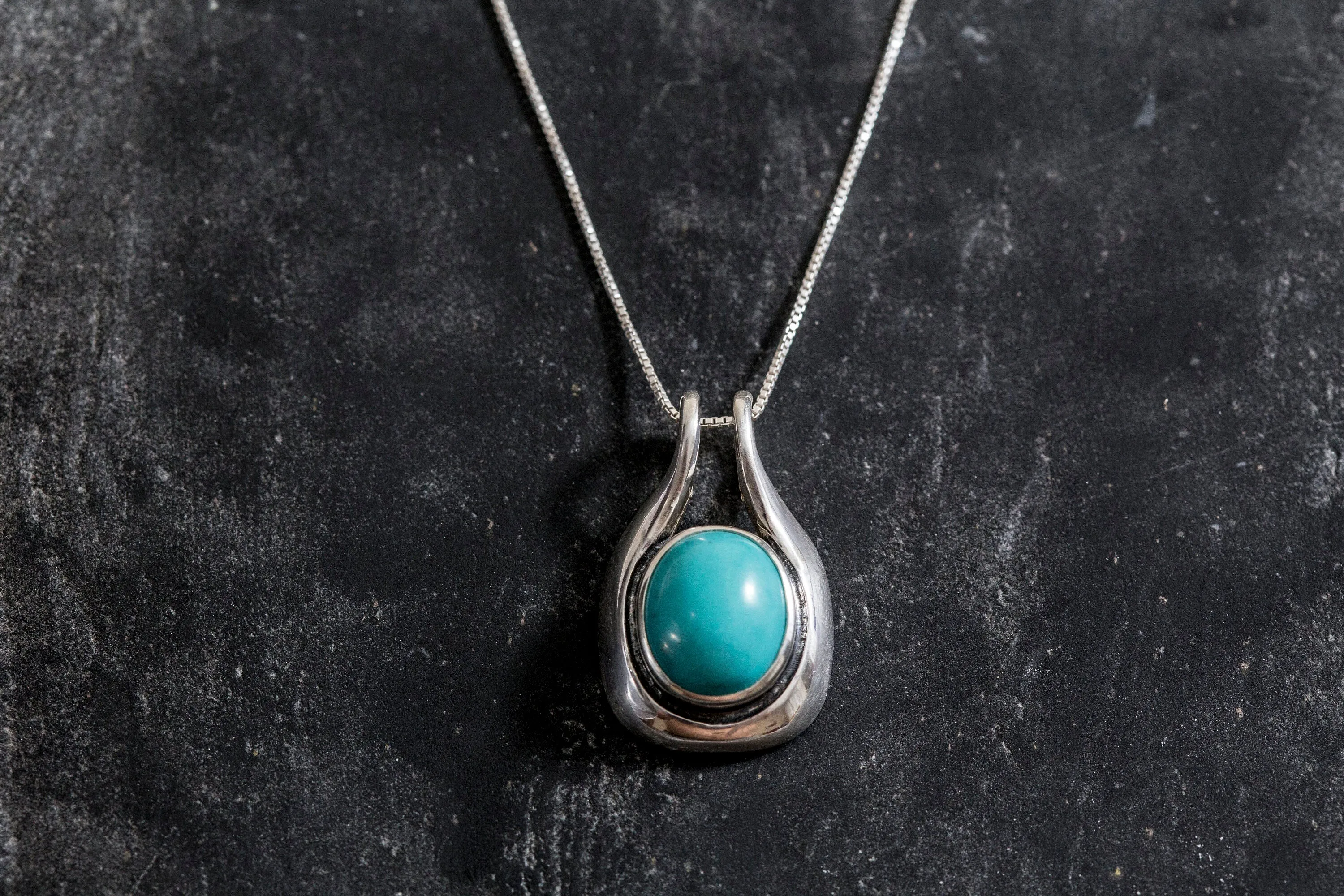 Turquoise Statement Necklace - Chunky Turquoise Pendant - Natural Turquoise Necklace