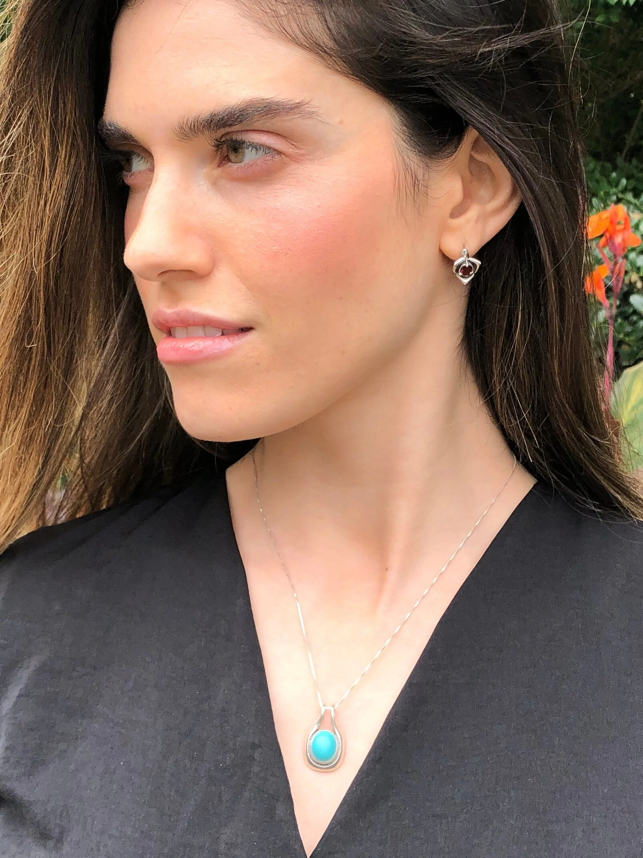 Turquoise Statement Necklace - Chunky Turquoise Pendant - Natural Turquoise Necklace