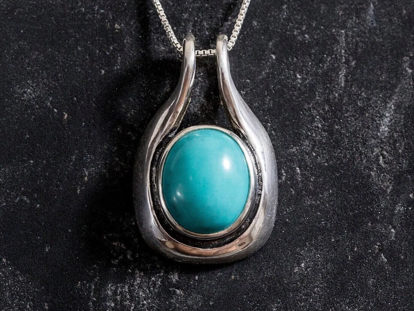Turquoise Statement Necklace - Chunky Turquoise Pendant - Natural Turquoise Necklace
