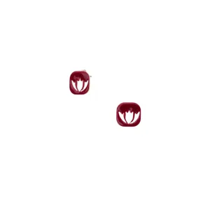 Waterlily - stud earrings with enamel - red