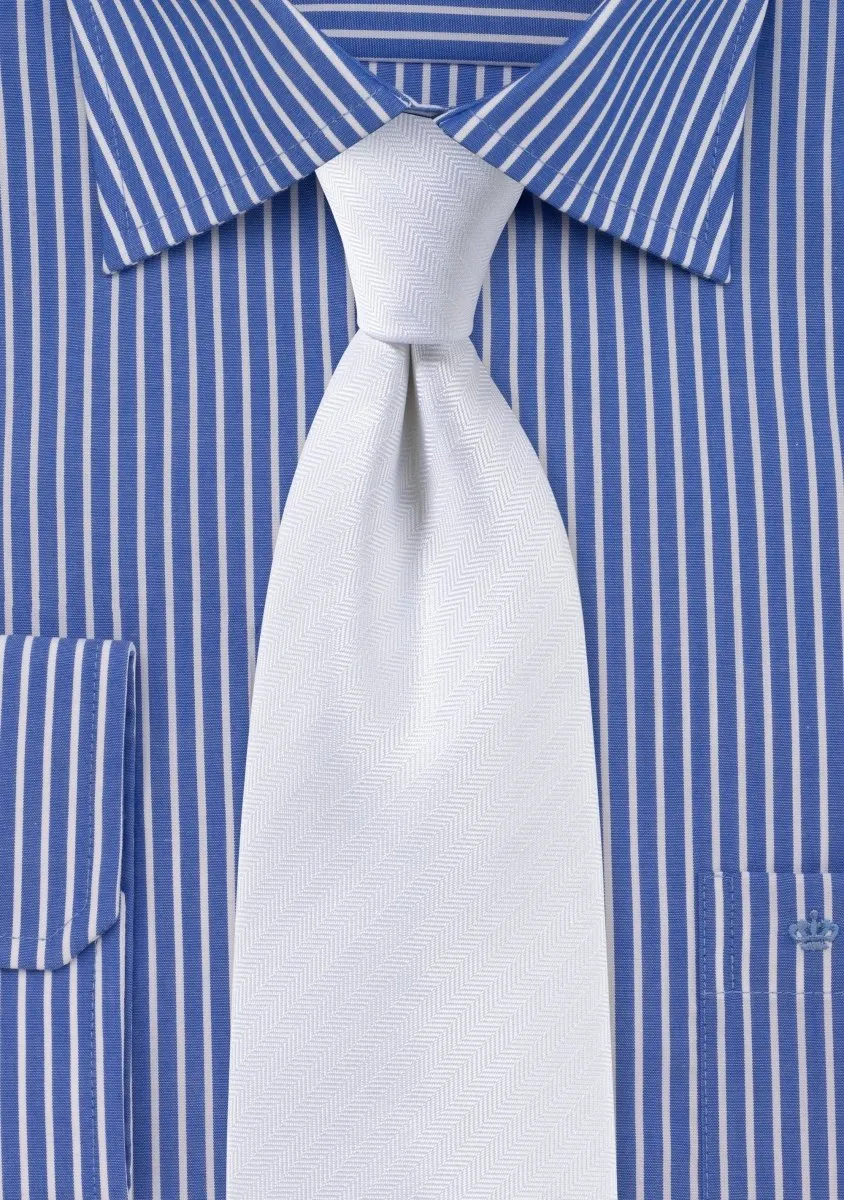 White Herringbone Necktie