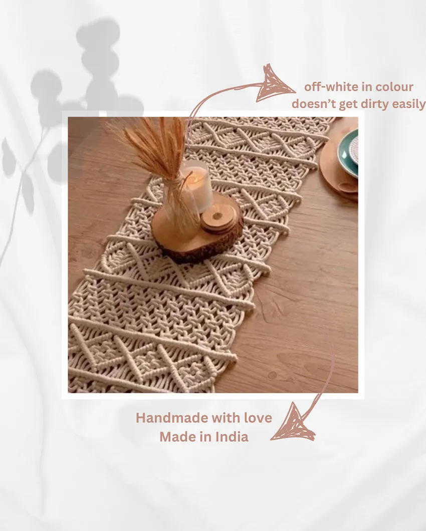 White Macrame Table Runner | 72 x 14 inches