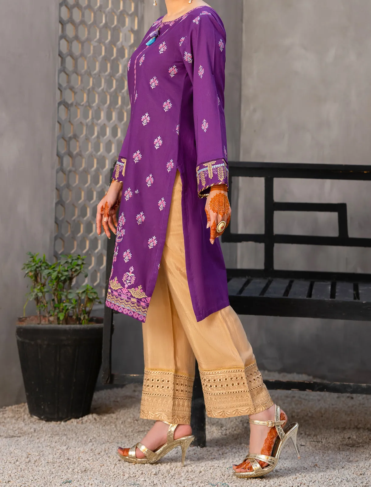 Women "AKSMA" Embellished Lawn Summer Shirt