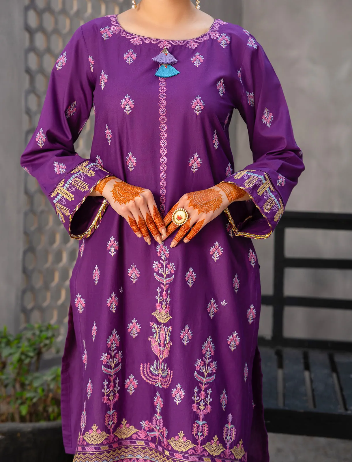 Women "AKSMA" Embellished Lawn Summer Shirt
